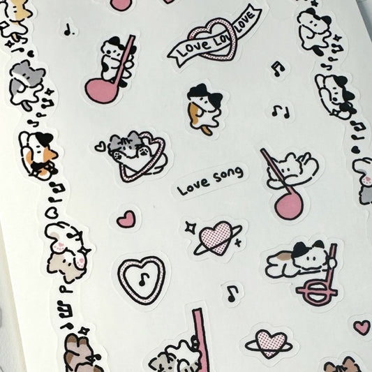 DingDong Cat Stickers - Shy Cat's Love Song