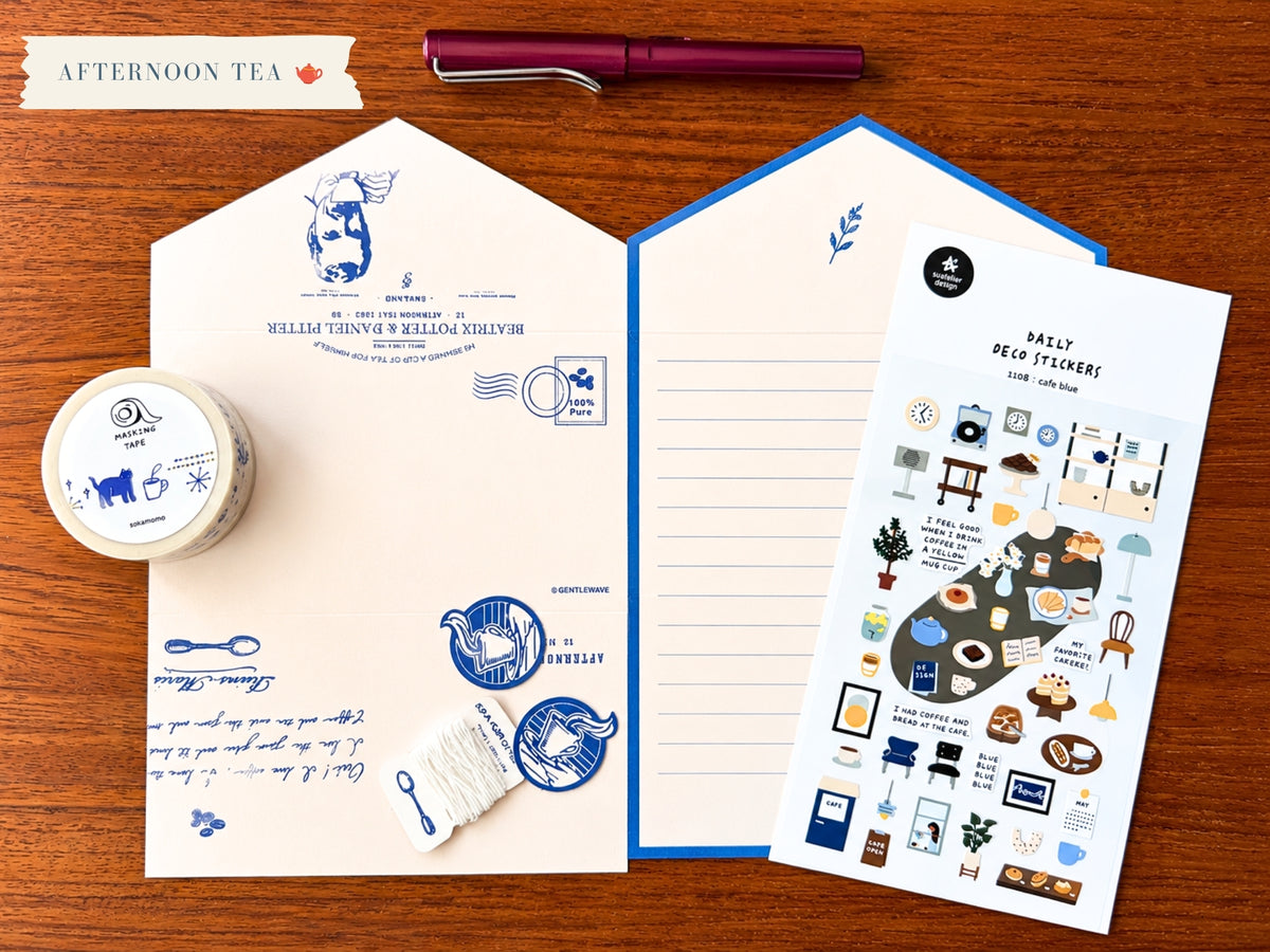 Korean Flower Stationery Bundle – Letter Set, Stickers & Washi