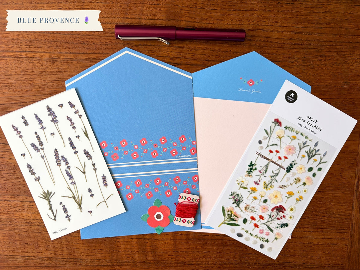 Korean Flower Stationery Bundle – Letter Set, Stickers & More