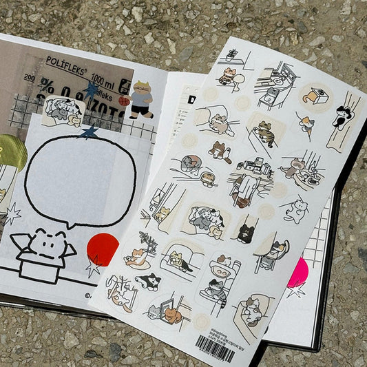 DingDong Cat Stickers - Waggle Waggle Shy Cat's Daily Life