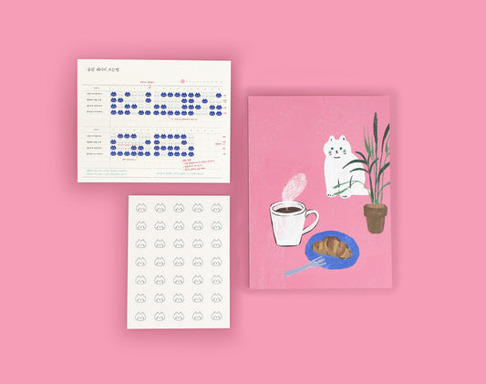 Sokamono Habit Tracker Diary - Pink Cat