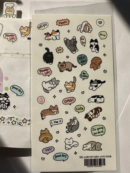 DingDong Cat Stickers - Shy Cat Speech Bubble